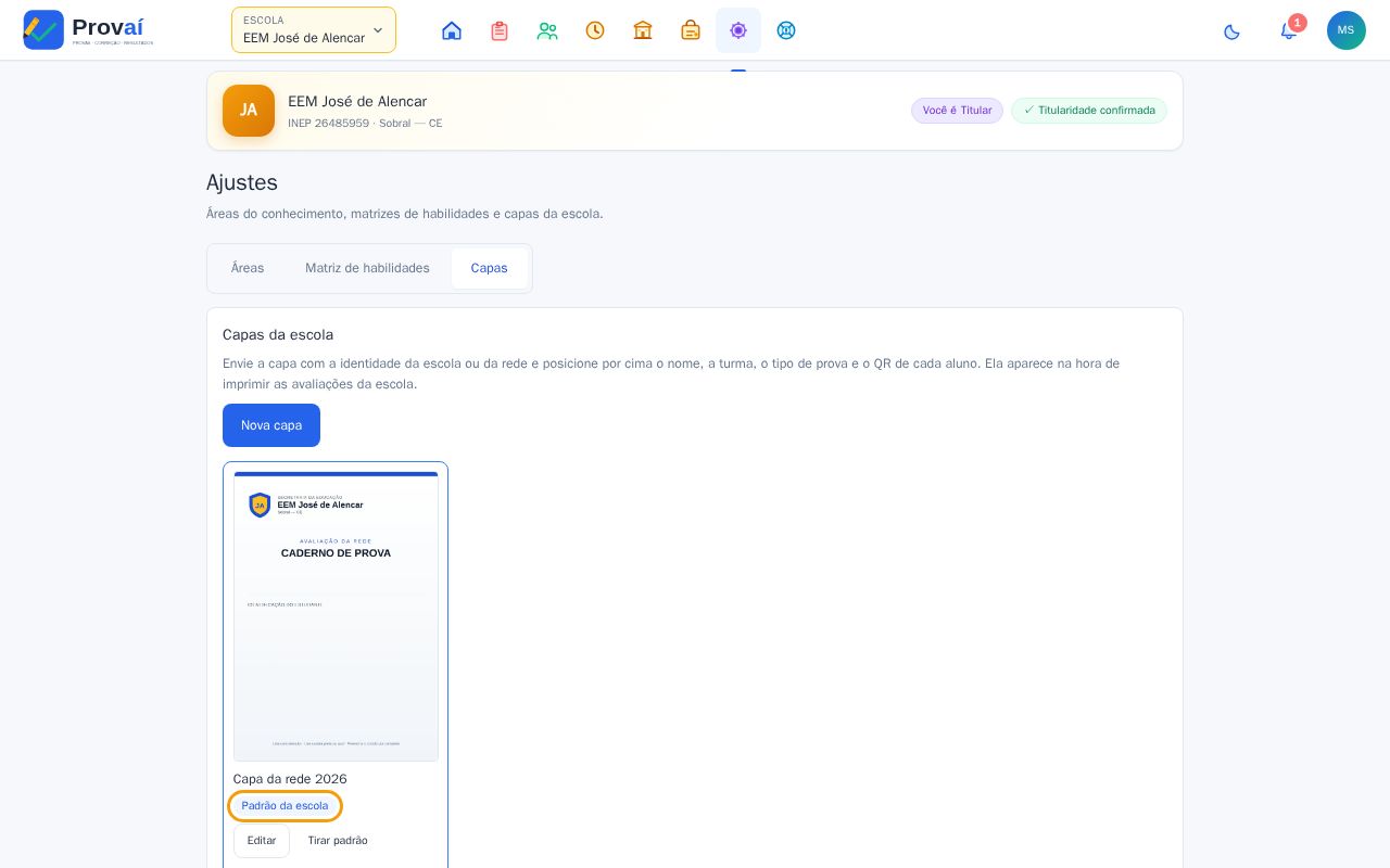 Lista de capas com o selo Padrão da escola