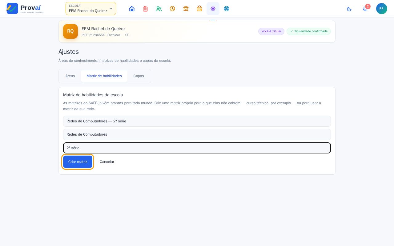 Formulário da nova matriz